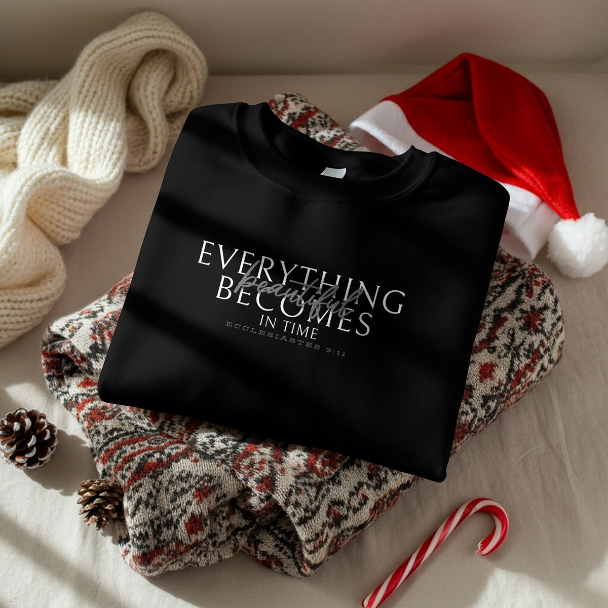 "beautiful in time" 002 - adult sweatshirt [ecclesiastes 3:11]