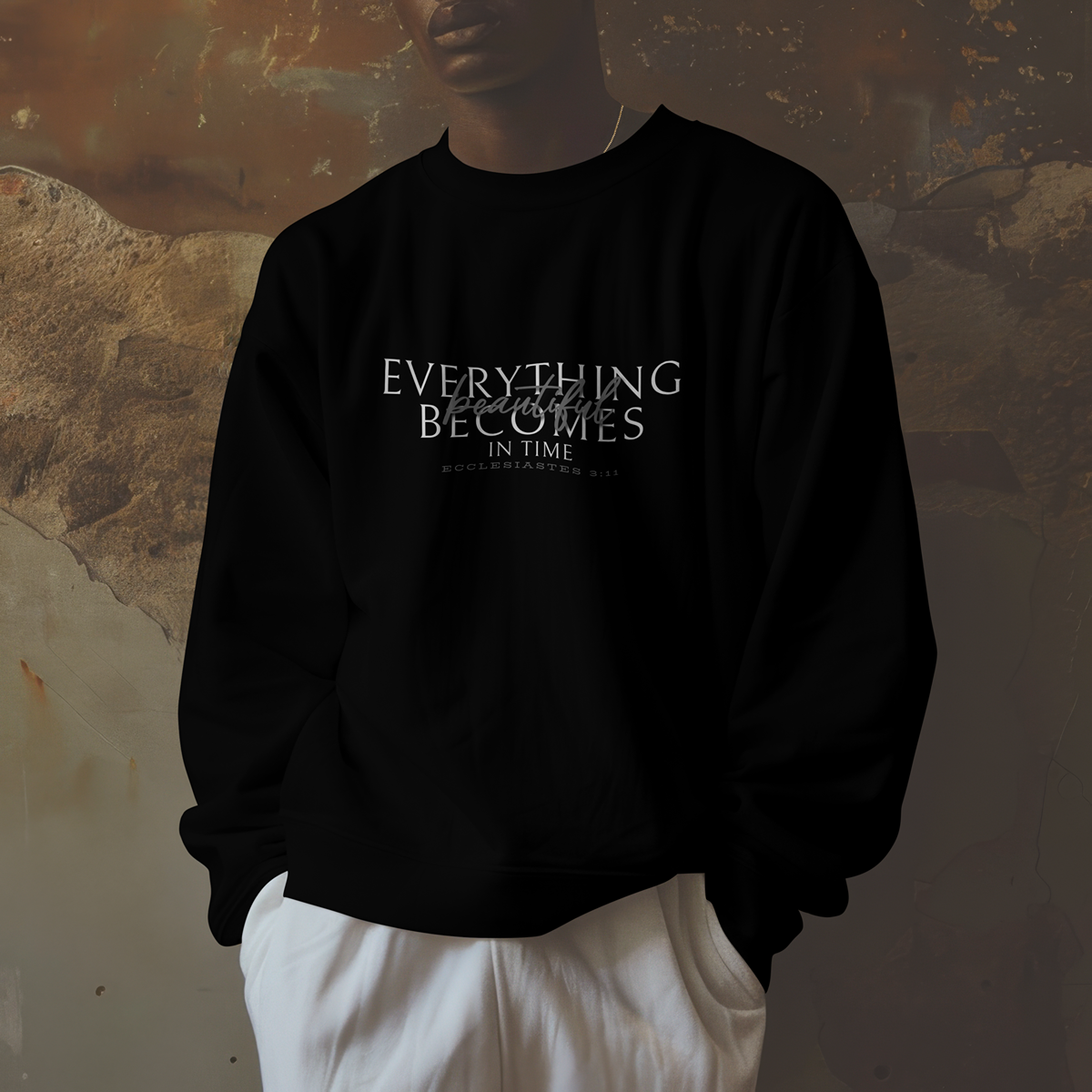 "beautiful in time" 002 - adult sweatshirt [ecclesiastes 3:11]