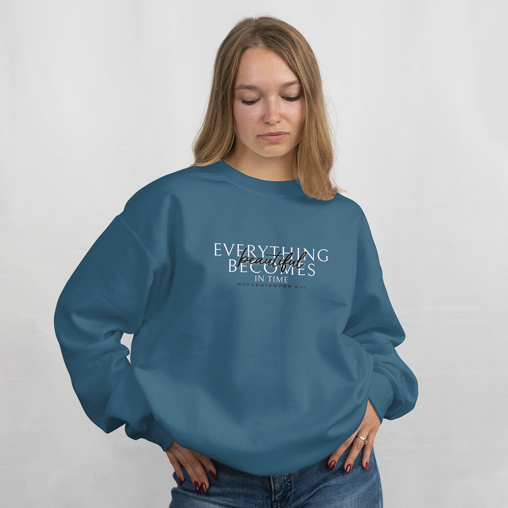 "beautiful in time" 002 - adult sweatshirt [ecclesiastes 3:11]