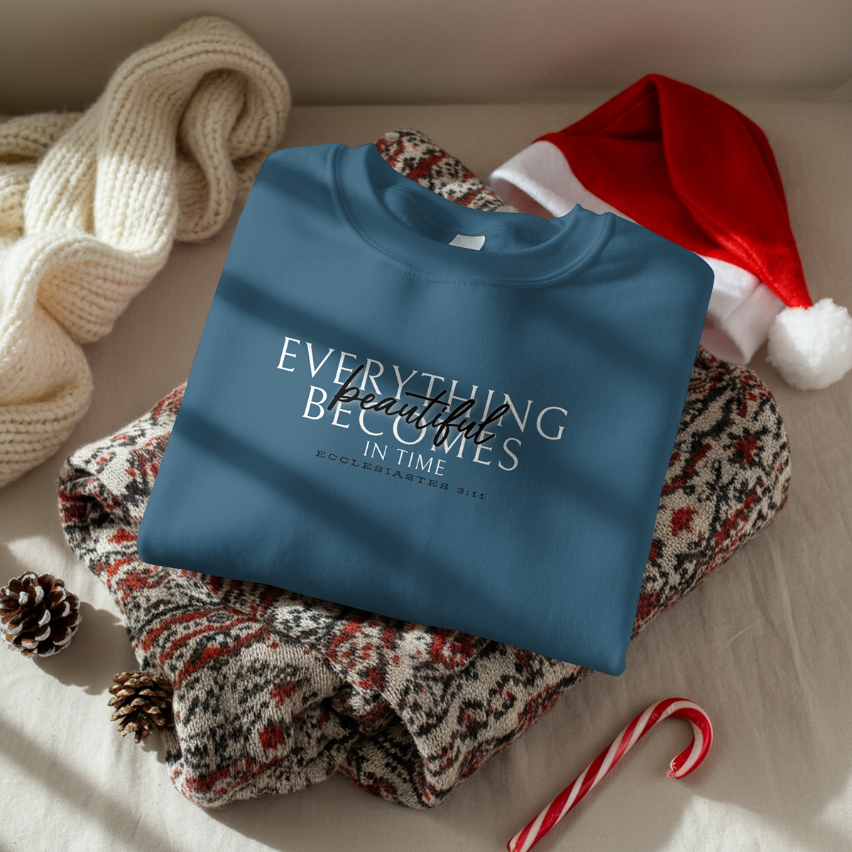 "beautiful in time" 002 - adult sweatshirt [ecclesiastes 3:11]