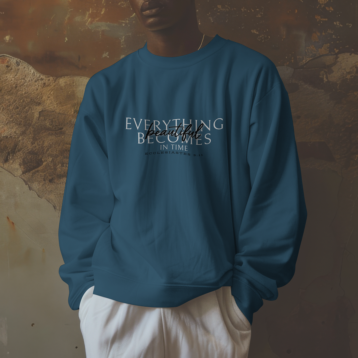"beautiful in time" 002 - adult sweatshirt [ecclesiastes 3:11]
