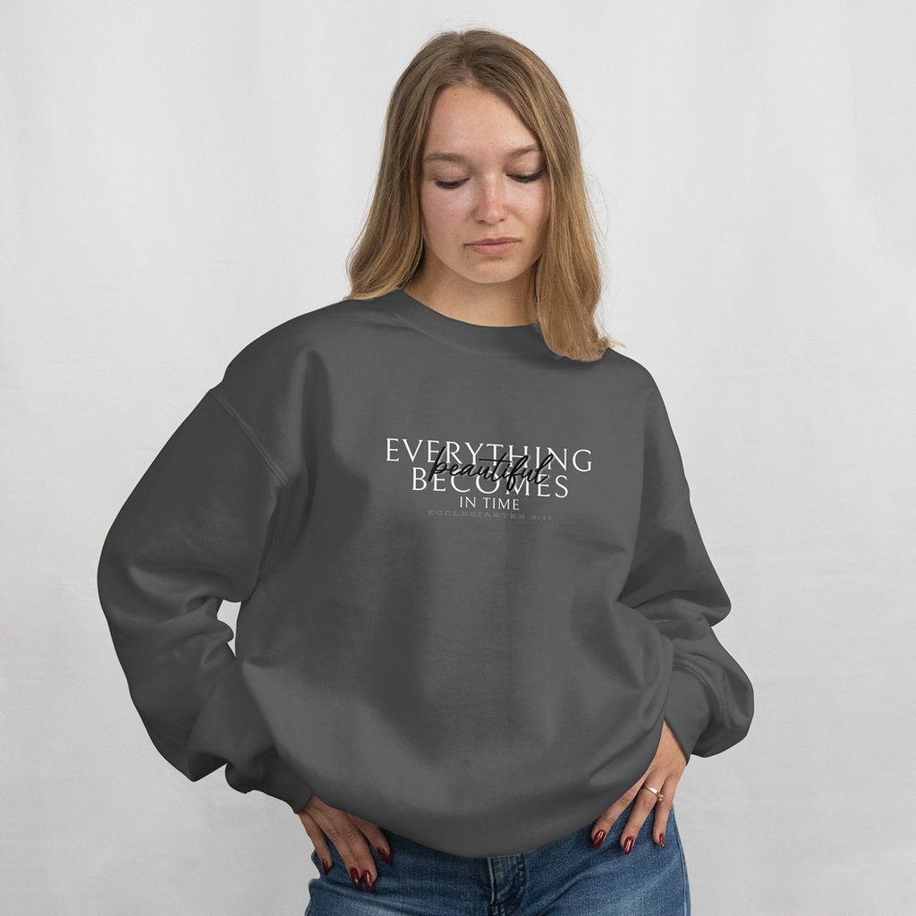 "beautiful in time" 002 - adult sweatshirt [ecclesiastes 3:11]