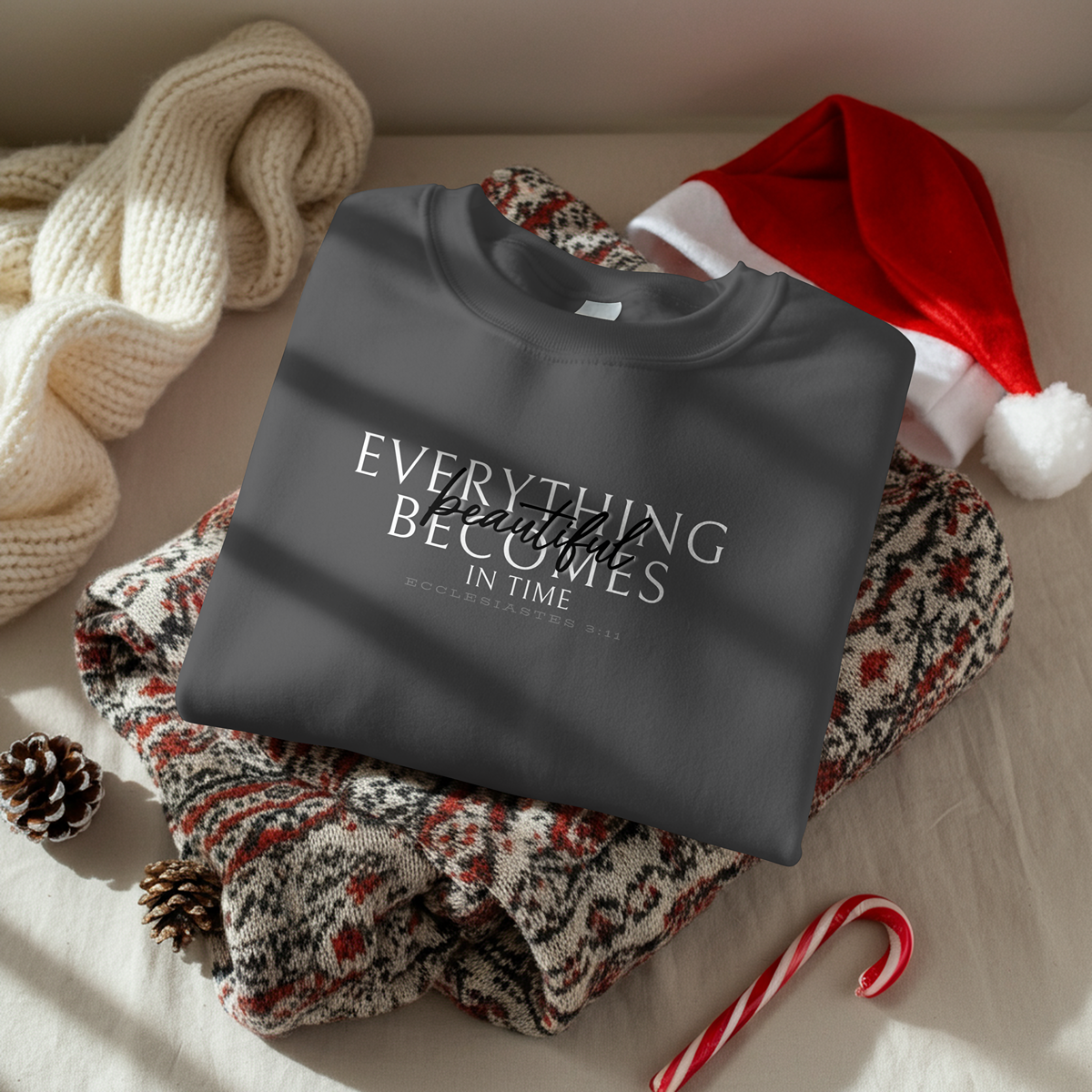 "beautiful in time" 002 - adult sweatshirt [ecclesiastes 3:11]