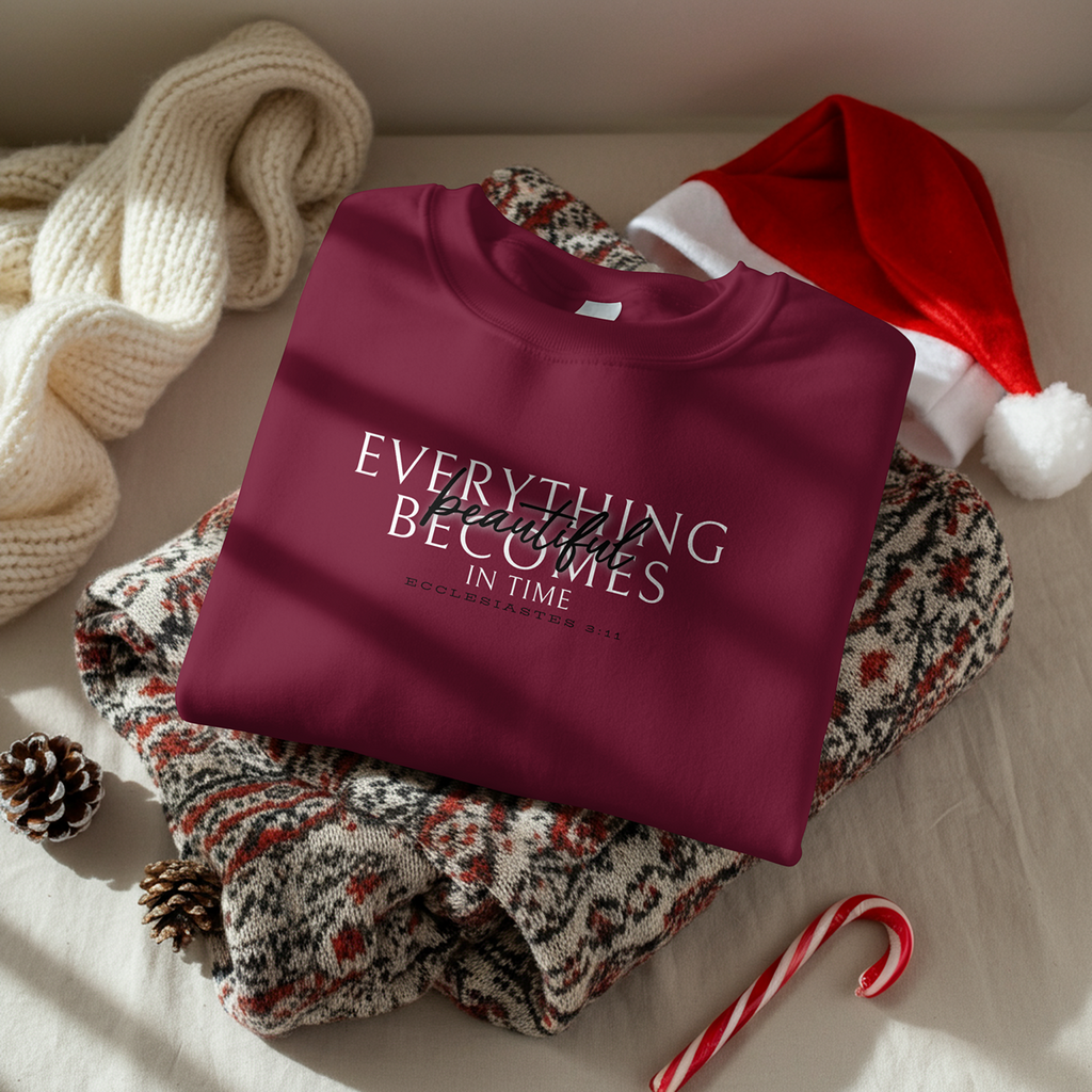"beautiful in time" 002 - adult sweatshirt [ecclesiastes 3:11]