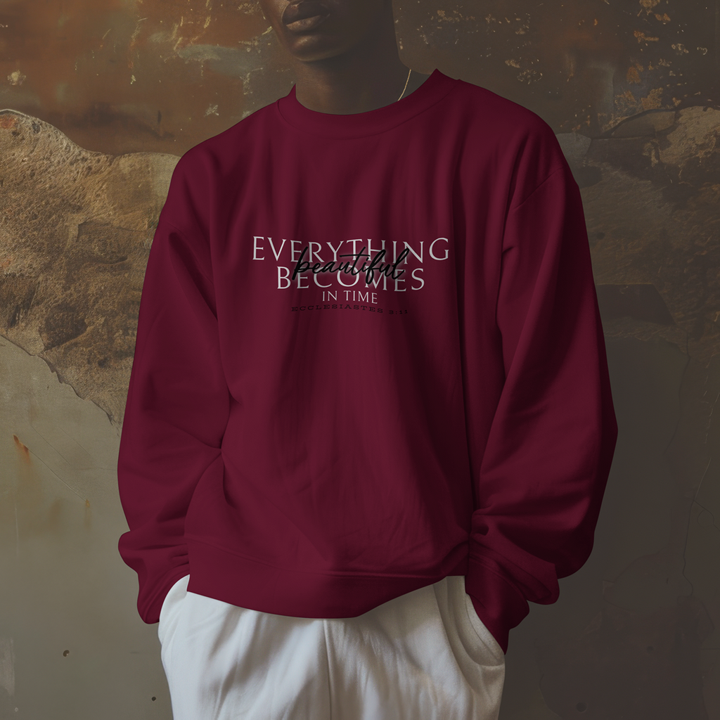 "beautiful in time" 002 - adult sweatshirt [ecclesiastes 3:11]