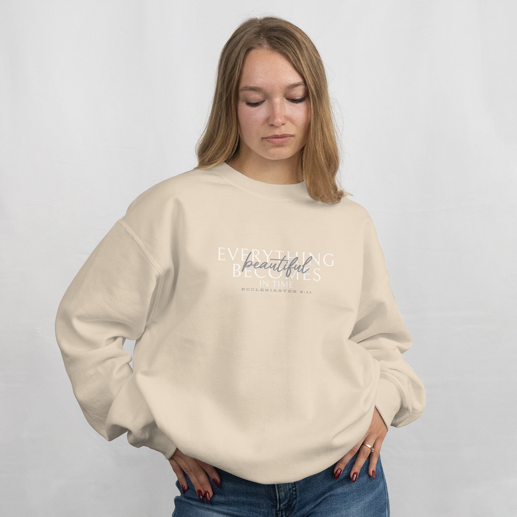 "beautiful in time" 002 - adult sweatshirt [ecclesiastes 3:11]