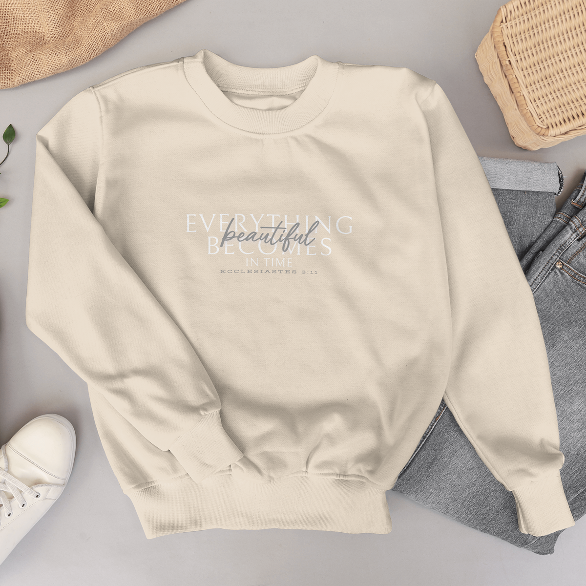 "beautiful in time" 002 - adult sweatshirt [ecclesiastes 3:11]