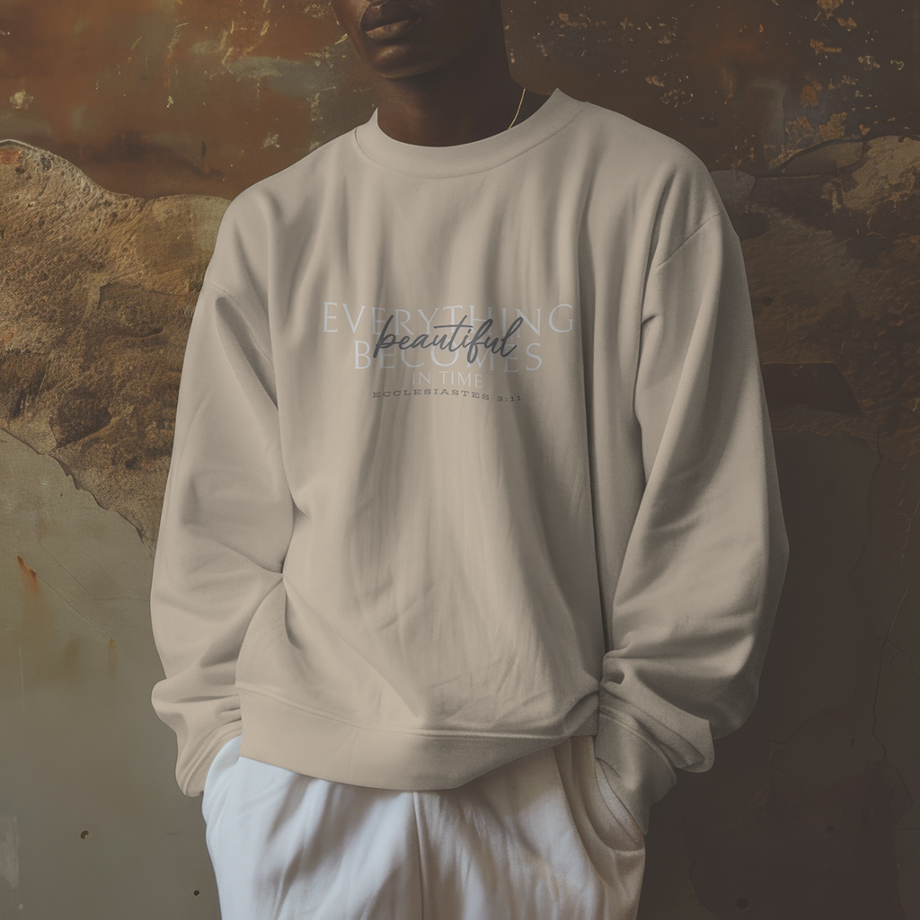 "beautiful in time" 002 - adult sweatshirt [ecclesiastes 3:11]